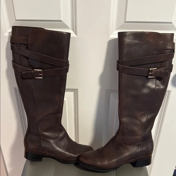 Brown Leather Knee-High Boots - Picture 2 of 7